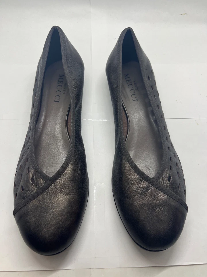 Zapatos planos de ballet vintage Sesto Meucci bronce cuero metálico para mujer talla US 9N Foto 2 de 4
