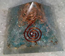 Blue Fluorite Energy EMF protection Healing Chakra Booster Orgone Pyramid 50mm