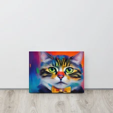 Cat With A Bow Tie Canvas Painting Wall Art Home Decor Wall Poster Prints