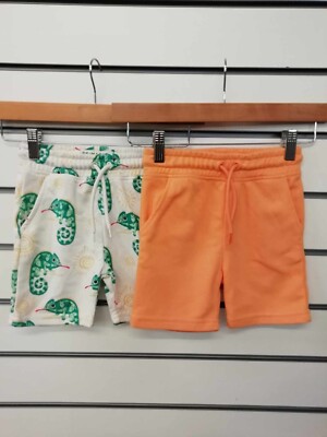 PRIMARK JUNGEN 2ER-PACK SHORTS ZUM ÜBERZIEHEN EIDECHSENMUSTER & ORANGE ALTER 3-4 JAHRE (64)