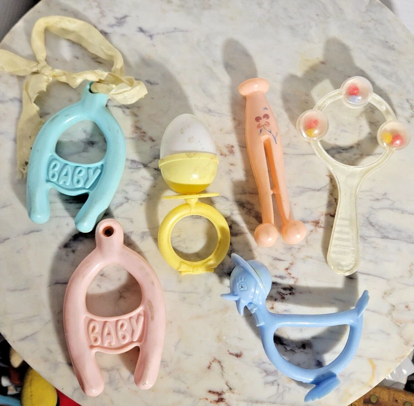 Vtg Baby Rattles Teether Toys Music Shake Bed Crib Educational Toys Collectible