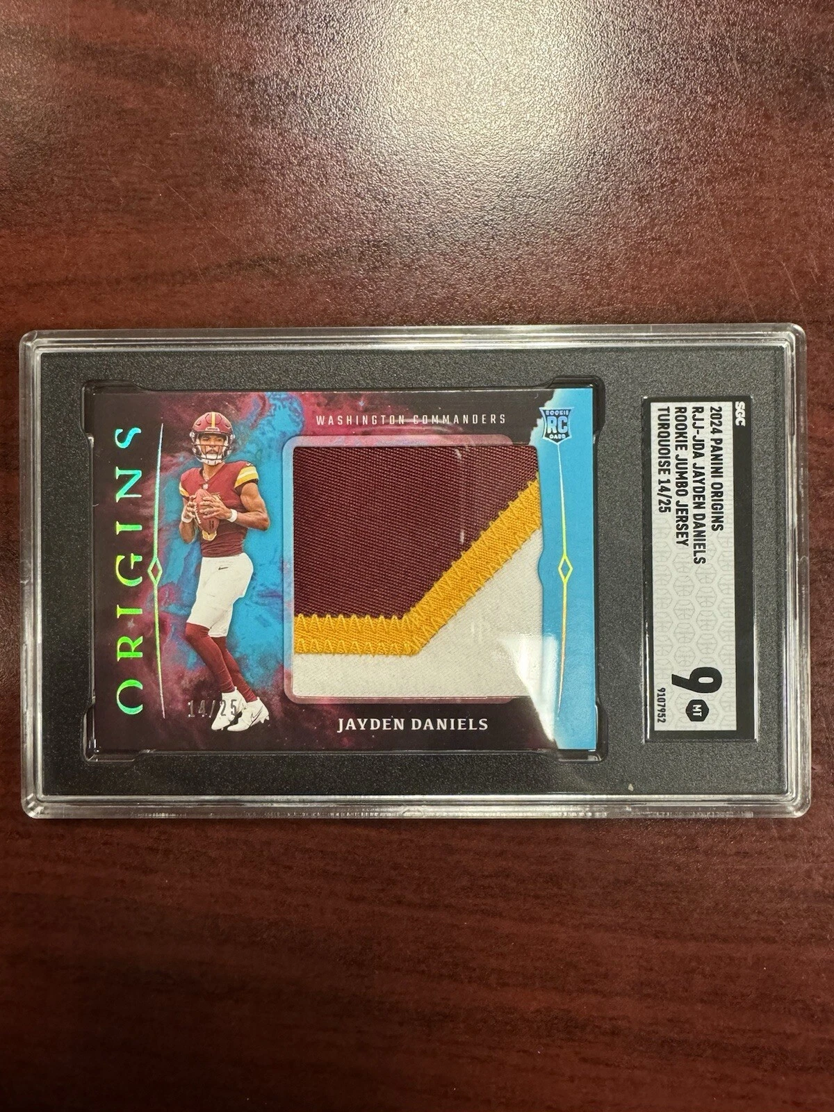 Jayden Daniels Panini Origins Rookie Jumbo Jersey #RJJJDA Turquoise