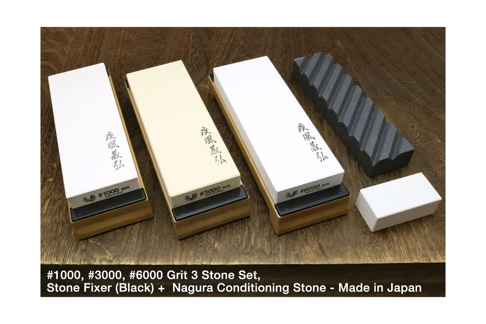 Afilador de cuchillos japonés Yoshihiro grado profesional Toishi piedra de afilar agua... Foto 2 de 4