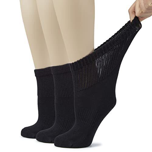 Hugh Ugoli Women's Cotton Diabetic Ankle Socks Wide Loose & Stretchy Seamless...