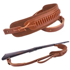 Leather Hunting Rifle Carry Sling Gun Shell Holder Strap for .22MAG.22LR.17HMR