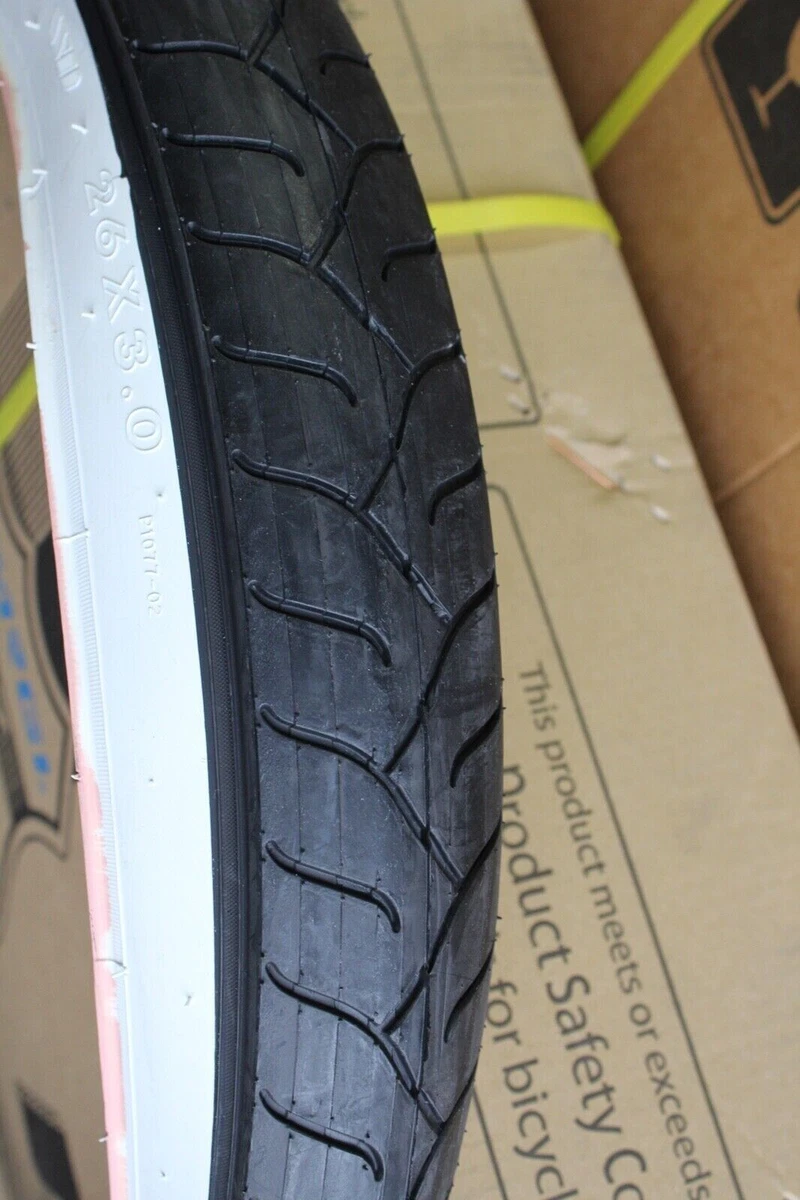 26 x 3 Bike Tire White Sidewall Beach Cruiser Bicycle 40 TPI Wan Da Tires