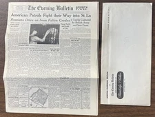 BEYOND RARE 1944 WWII The Evening Bulletin &Envelope Strawbridge & Clothier AUC7