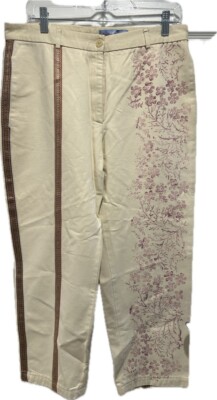 NWT Angeline Kingsley cream embellished jeans denim sz 12 ankle length designer