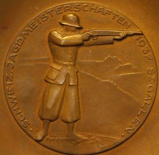 1937 JAGDMEISTERSCHAFTEN ST. GALLEN SCHWEIZ HUGUENIN LOCLE 50mm/89mm
