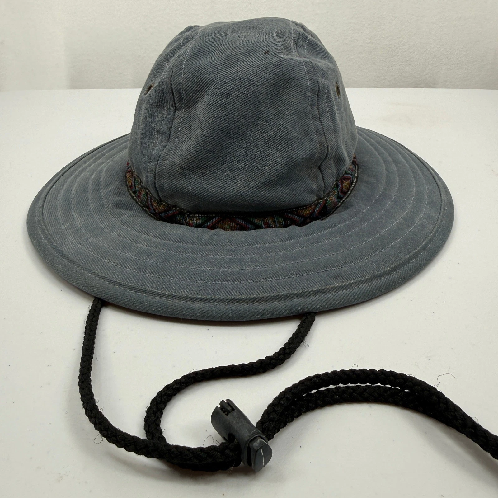 Nordic Gear Sun Boonie Hat Mens M/L Blue Gray Wide Brim Chin Strap Cotton USA