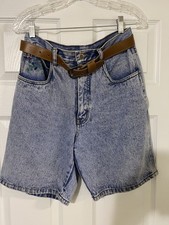 Vintage Bill Blass Mom High Rise Jean Shorts Embroidered Flowers Women's Size 8P