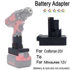 Adapter For Craftsman 20V Li-ion Battery To For Milwaukee 12V Power Tools