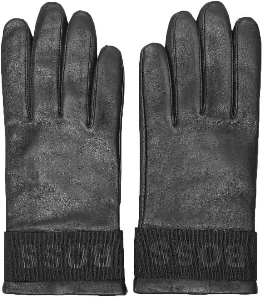 New Hugo Boss mens blue calf leather winter warm premium gloves Large Medium 10