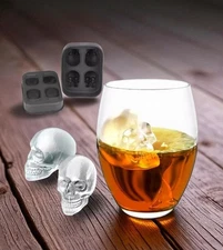 Set of 2 Skull Ice Cube Molds – 3D Tray for Whiskey, Cocktail Ice Cubes