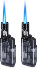 2 Pack Torch Lighter Windproof Adjustable Jet Flame Butane Lighter Refillable