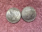 Lot of  2  Nice  Heavy   1922 - P  XF/ AU.  Peace silver dollar Coins   LOT # 7