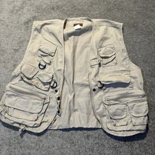 Pflueger Fly Fishing Tan  Utility Vest Brown Cotton Unisex Size L/XL Pockets