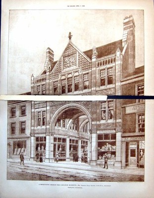 Print Design Carlisle Markets Principal Entrance George Oliver 1888 beschädigt