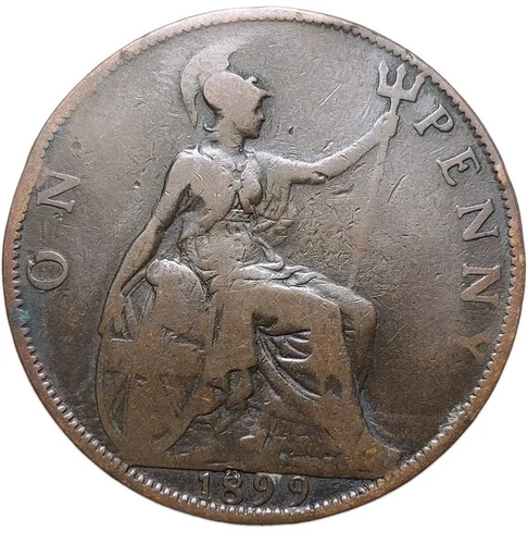 Photo of a 1899 Victoria Half Penny from an eBay sale