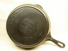 VINTAGE GRISWOLD # 8 LARGE SLANT LOGO FULLY MARKED 704 E CAST IRON SKILLET w/HR