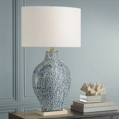 POSSINI EURO DESIGN Possini Euro 29 1/2" High Victoria White and Blue Ceramic Table Lamp