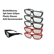 5 Pairs Bookishbunny Solar Eclipse Viewer Plastic Glasses ISO Certified Sun View