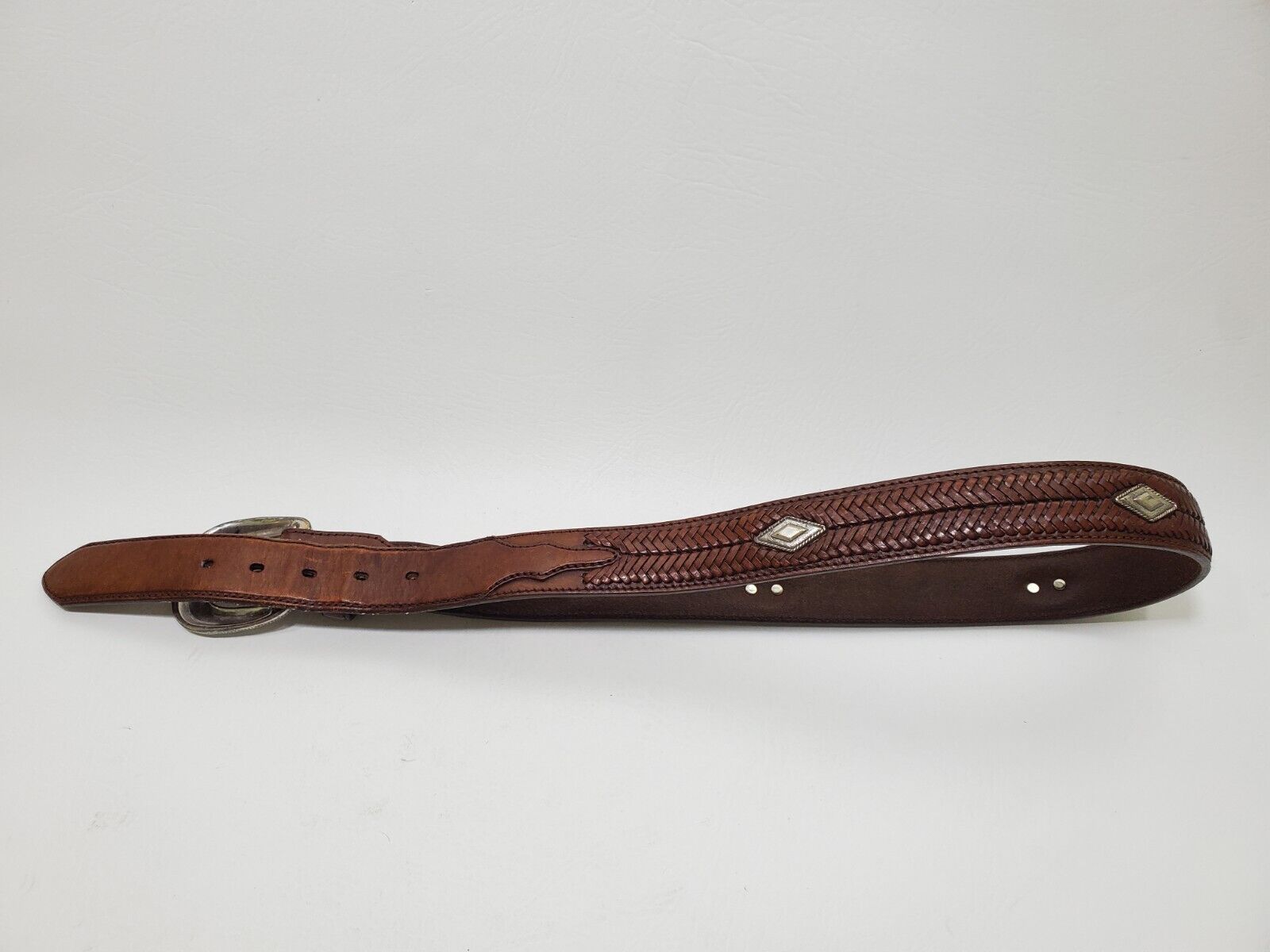 Vintage Justin Western Leather Belt 1994 Brown Si… - image 12