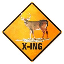 BUCK DEER CROSSING X-ING HEAVY DUTY USA MADE METAL ROAD WAY CAUTION WARNING SIGN