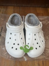 Crocs Baya Lined Clogs White Light Grey Indoor House Shoes Men's Size 11