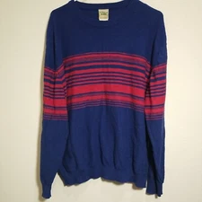 Scandia Woods Geometric Multicolor Cotton Sweater Navy Red Men's L EUC