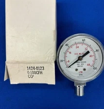 Victor 1424-0123  2" 100 CFM 48 LPM   FLOW  Gauge  1/4" NPT Stainless
