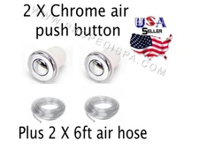 2 x Universal Chrome air push button / switch w6 ft hose for pedicure spa chair 