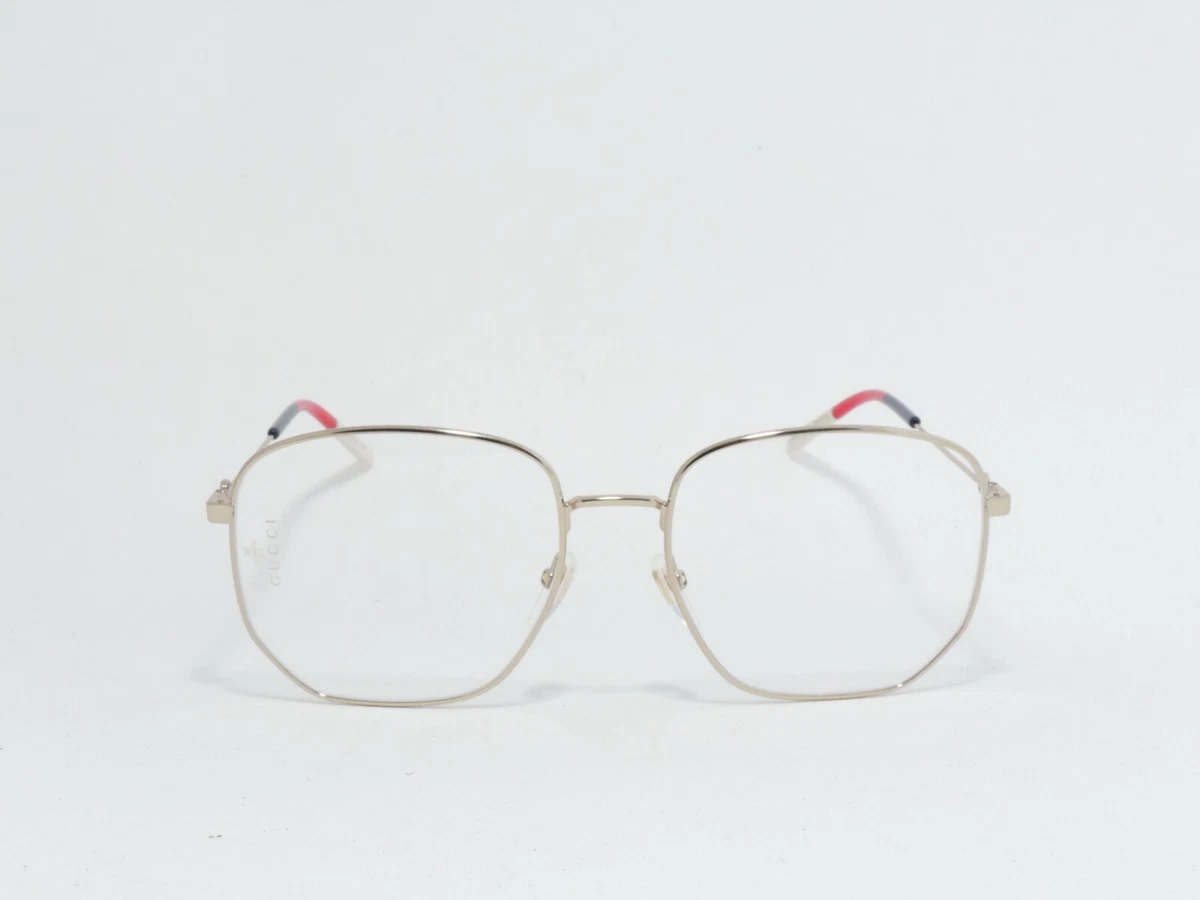 GUCCI GG0396O OVERSIZED GEOMETRIC EYEGLASS FRAMES 002 GOLD 56 18 140 NEW