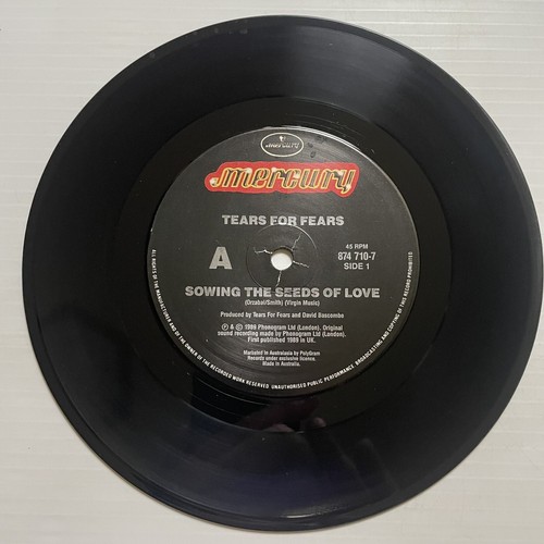 Tears For Fears Sowing The Seeds Of Love Vinyl Record 7” 45 RPM Mercury 1989 - Picture 9 of 24