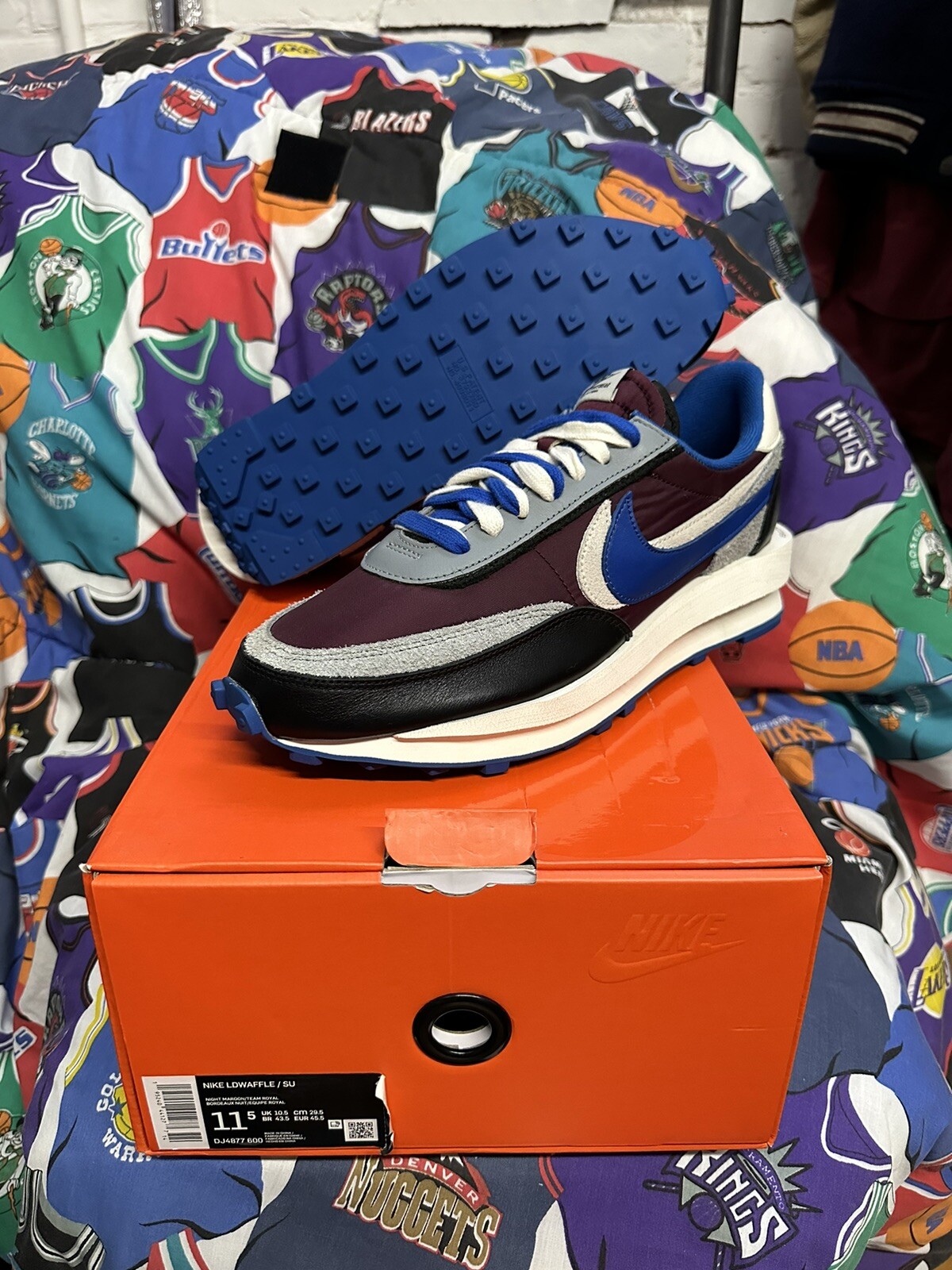 SACAI X NIKE Taglia 11 5 Nike sacai x Undercover x LDWaffle Night Maroon Team Royal