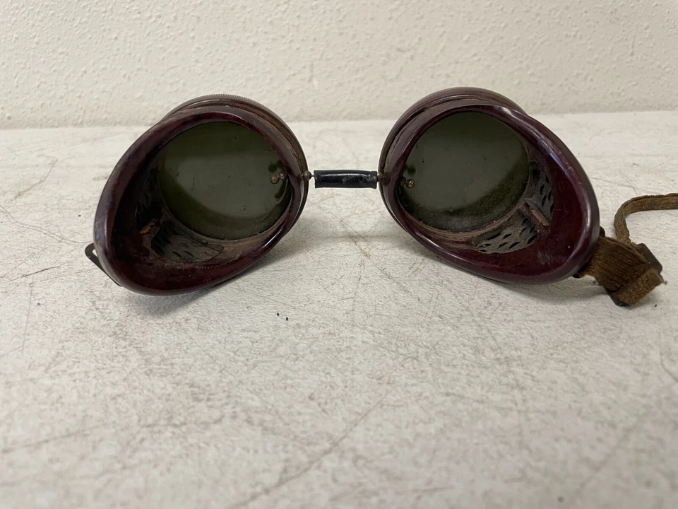 Gafas de soldador vintage lentes verdes motociclista motocicleta marcos de plástico steampunk Foto 2 de 4