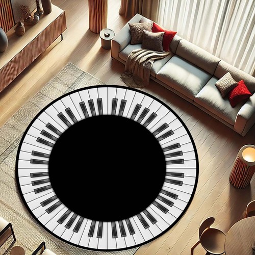 Piano Keyboard Rug, Music Lover Carpet, Music Room Decor, Pianist Gift, Modern - Picture 2 of 12