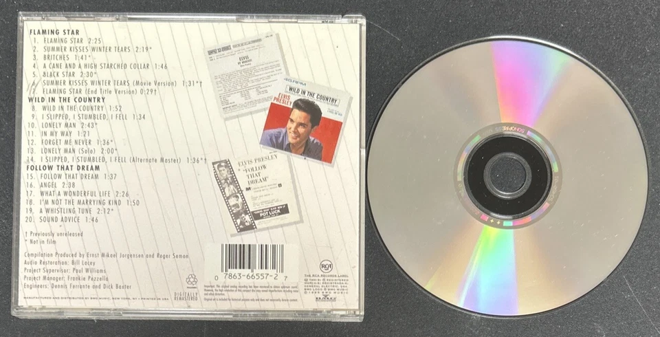 Elvis Presley Double Features Flaming Star Wild Country Follow That Dream CD Set Foto 2 de 4
