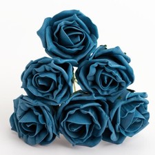 5CM FOAM ROSES - Bunch of 6 Colourfast Artificial Wedding Bouquet Flowers Stems