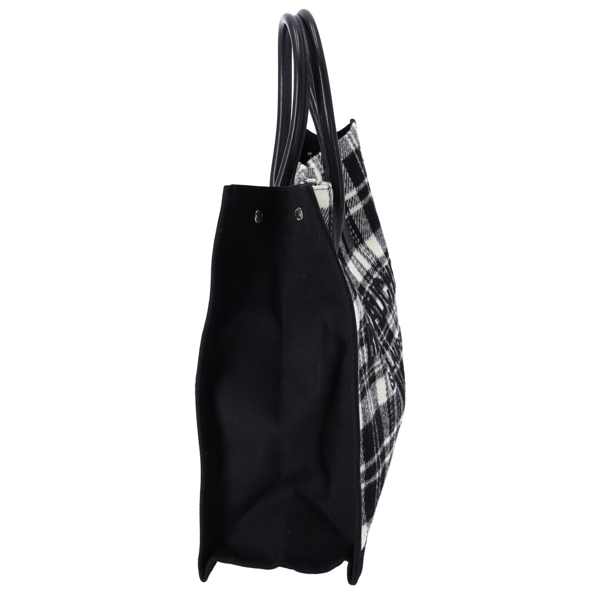Saint Laurent Rive Gauche Tote Bag 499290 Black White Plaid Saint Laurent Rive Gauche Tote Bag 499290 Black White Plaid