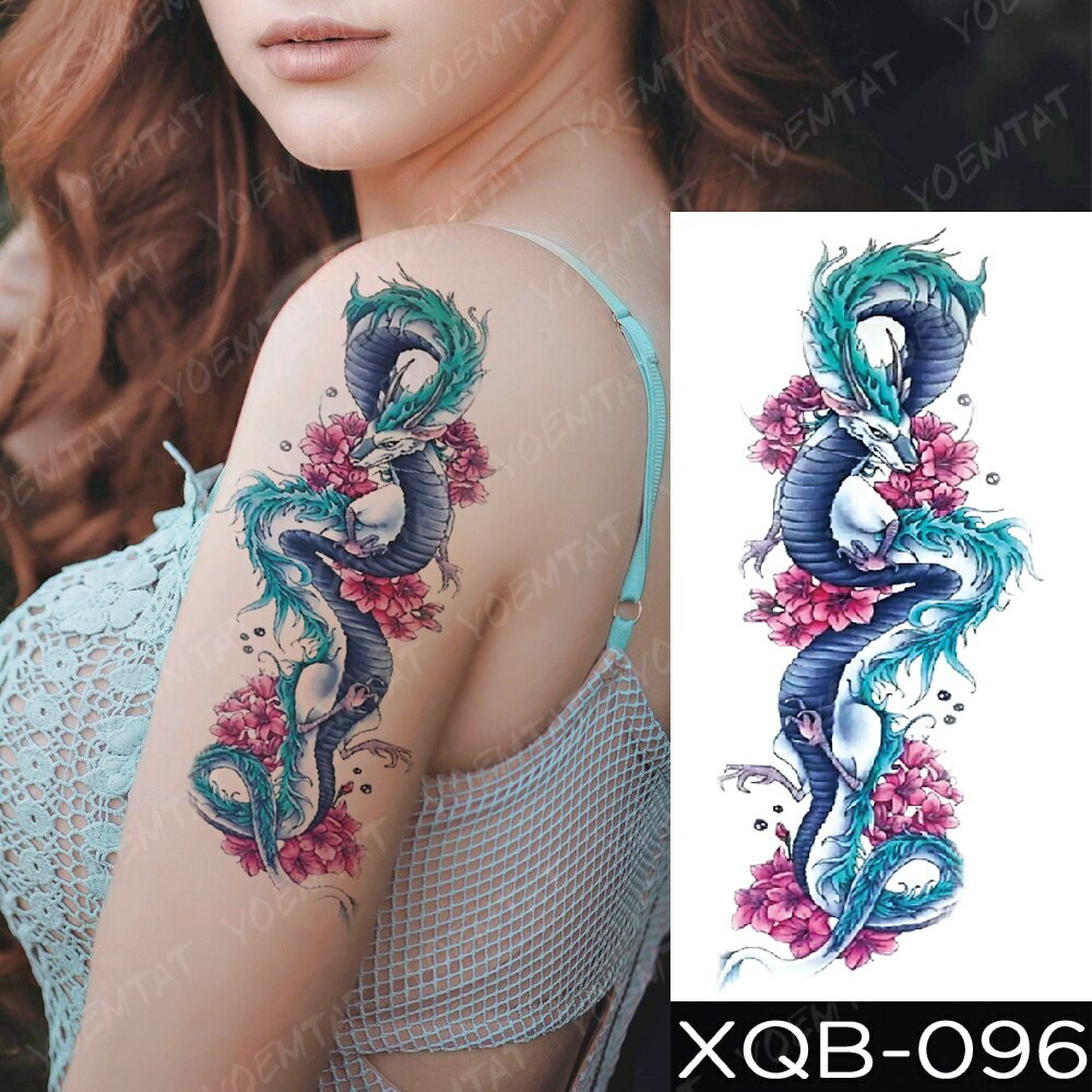 Dragon Temporary Tattoo Sticker Katana Arm Black Fake Men Women Body Art Glitter Ebay