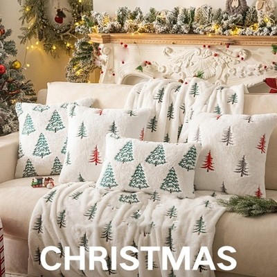 Holiday Home Decors Pillowcase Christmas Tree Design Faux Furs Cushion Cover