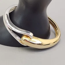 Bangle Hinged Bracelet Glossy Multi Tone 6.25"