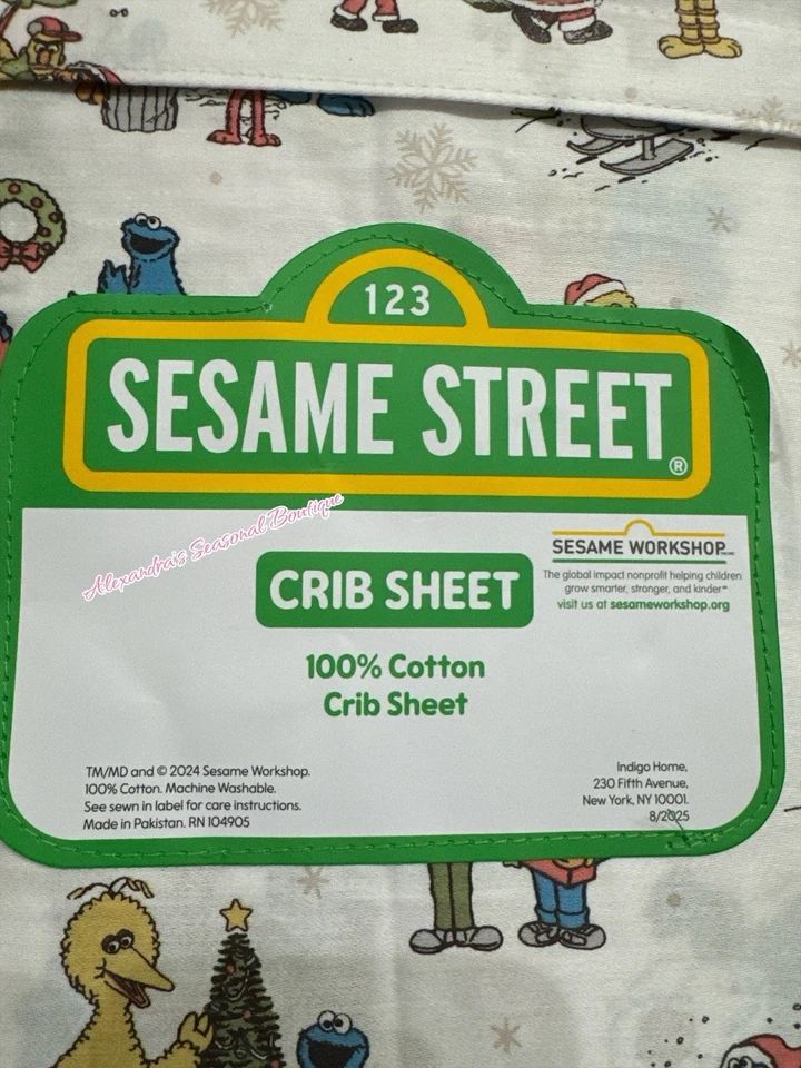 全新芝麻街圣诞婴儿床床单 Elmo、Cookie Monster、Big Bird 奥斯卡 — 第 4/4 张图片