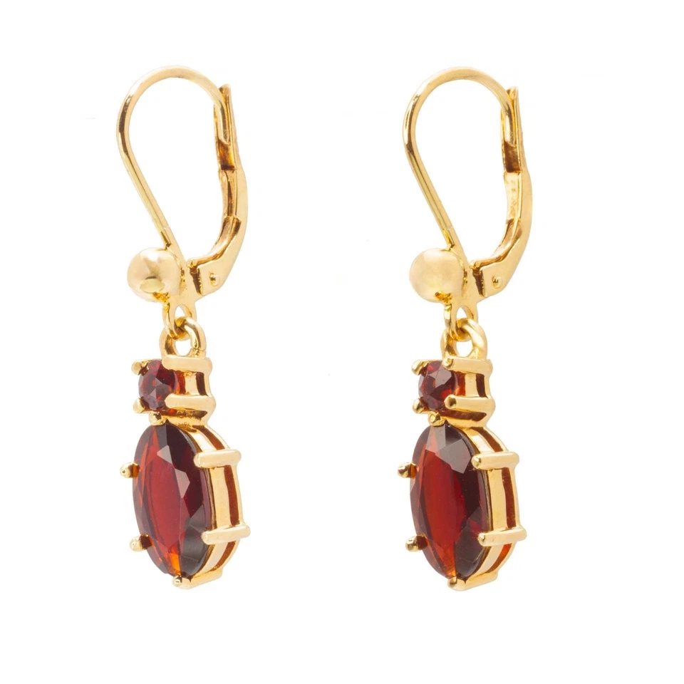 Ohrhänger jeweils 2 Granate 585er Gelbgold 14K - Bild 2 von 4