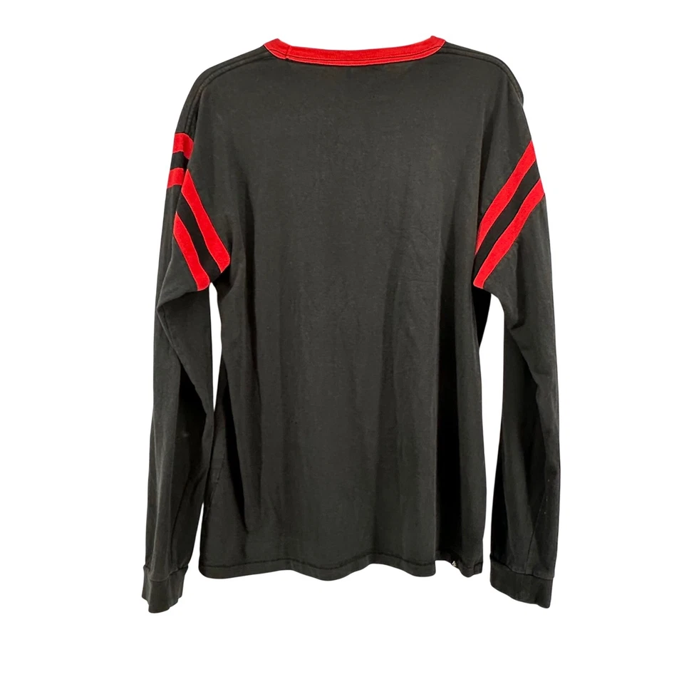 Volcom Stone Long Sleeve Shirt Black Red Striped Sleeve Men M Streetwear Skater - Image 2 of 4