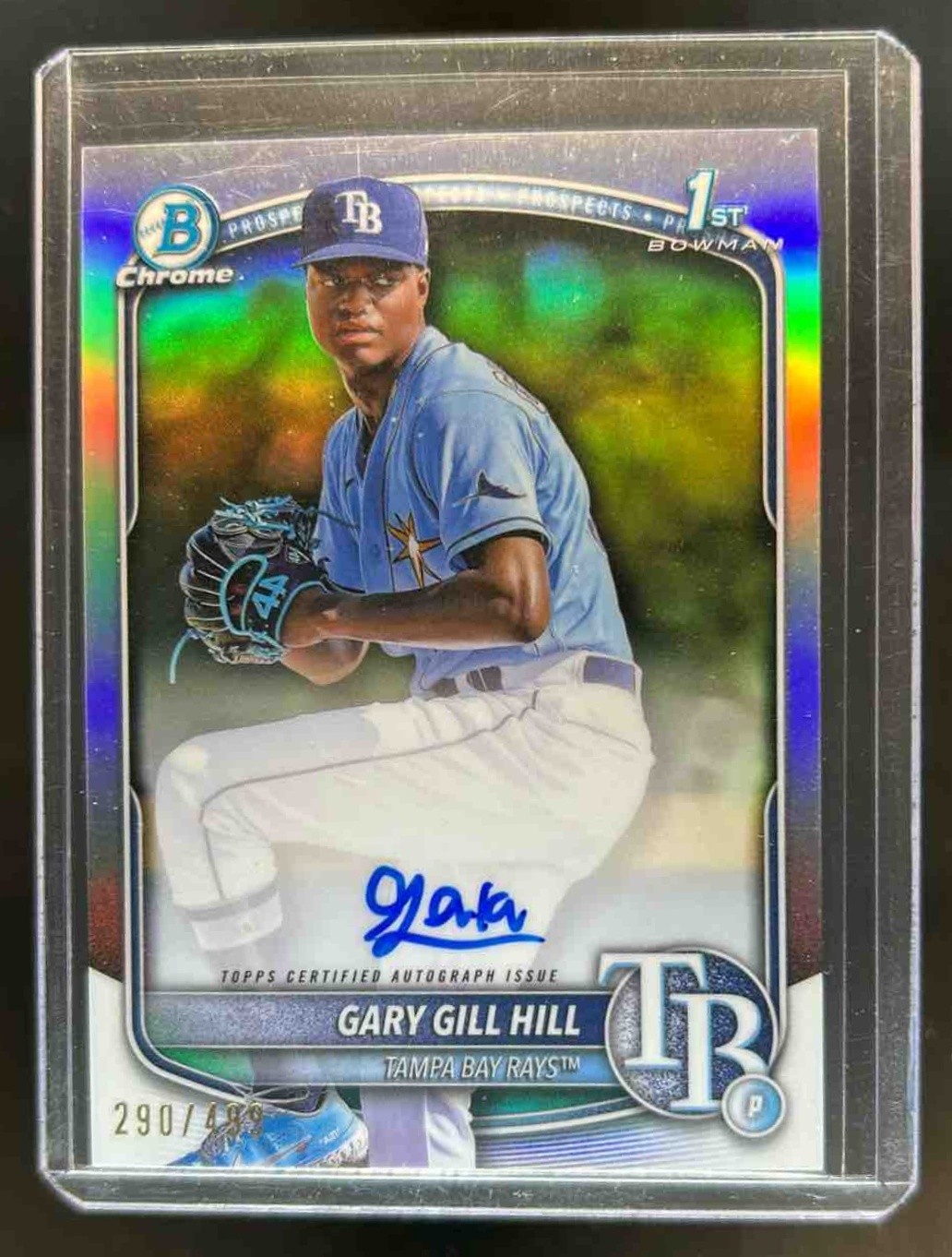 2025 Bowman Gary Gill Hill Chrome Auto Refractor 1st #290/499 Rays