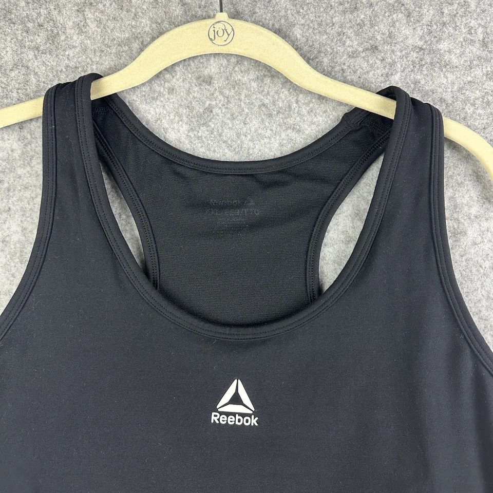 Reebok Sports Bra Crop Top Womens XXL Black Racerback Athletic Training Gym Logo - Image 2 of 4