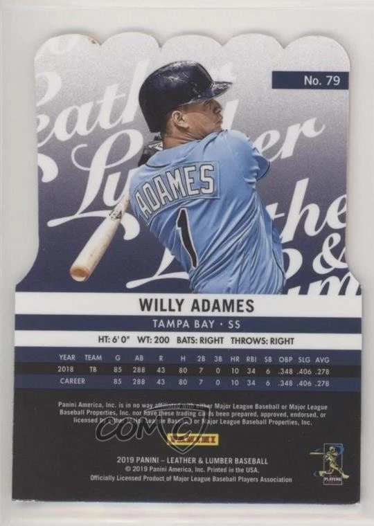 2019 Panini Leather & Lumber Bats Die-Cut Holo Silver /10 Willy Adames #79 - Image 2 of 2