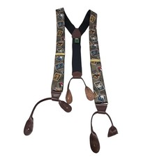 Vintage 90s World Wildlife Federation Suspenders Stamp Kitsch Zoo Jungle Animals